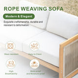 CAVEN Solid Wood Outdoor Left Arm Sofa with Adjustable Seat