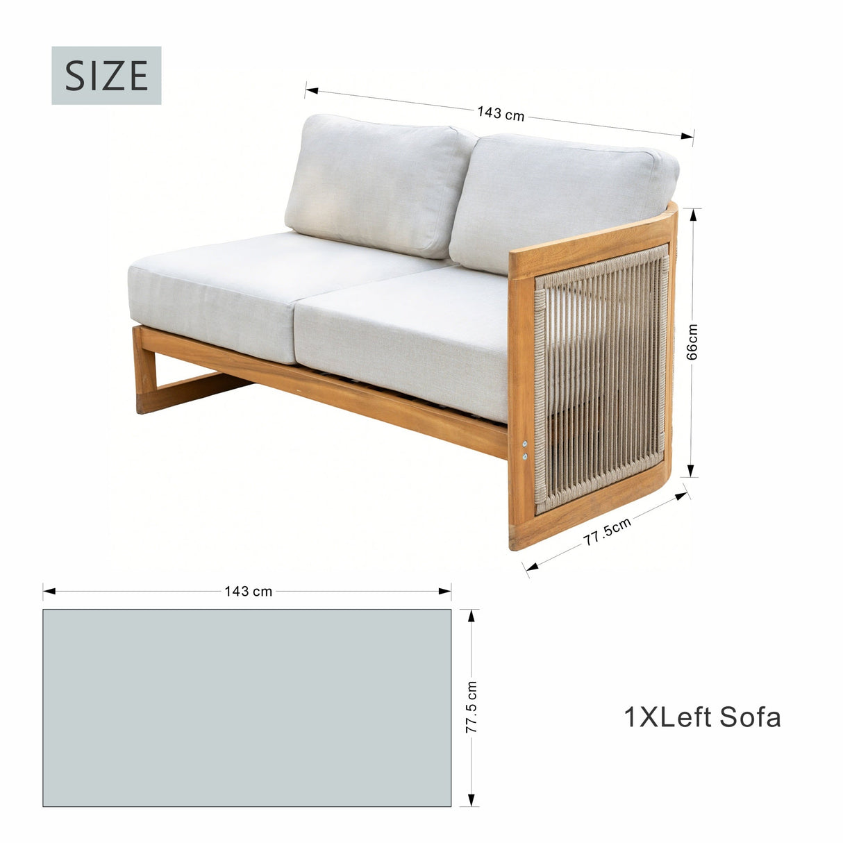 CAVEN Modular 5-Seater Solid Wood Garden Sofa Set - 4-Piece Outdoor Lounge Set