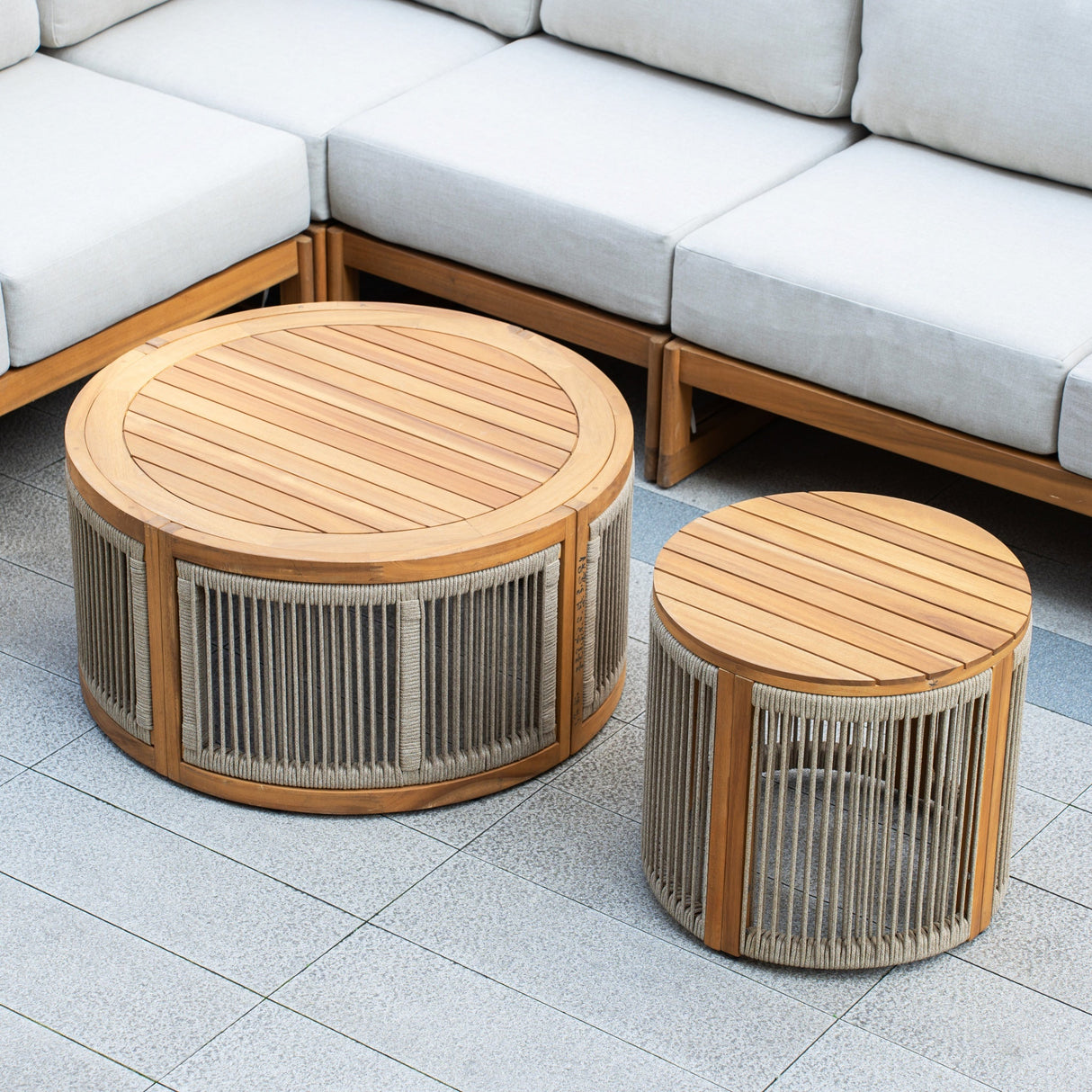CAVEN Modular 5-Seater Solid Wood Garden Sofa Set - 6-Piece Outdoor Lounge Set
