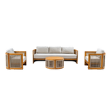CAVEN 5-Seater Solid Wood Garden Sofa Set - 4-Piece Outdoor Sofa Set with Cushions