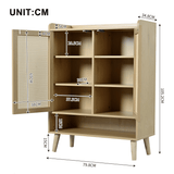 Natural Rattan Shoe Storage Cabinet - 5 Tier Freestanding Hallway Shoe Cupboard for Boots & Heels