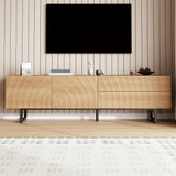 Modern TV Stand - TV Unit with 3D Textured Doors, Low TV Cabinet for Living Room