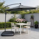 Cantilever Garden Parasol with Steel Frame -8 Rib, Vented Canopy & Weighted Base