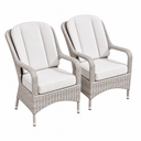 Set of 2 Rattan Garden Dining Chairs - Aluminium Frame, Outdoor Armchairs
