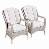 Set of 2 Rattan Garden Dining Chairs - Aluminium Frame, Outdoor Armchairs