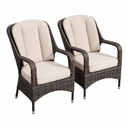 Set of 2 Rattan Garden Dining Chairs - Aluminium Frame, Outdoor Armchairs