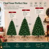 Realistic Full Green Artificial Christmas Tree - Lush PVC Xmas Tree for Indoor Home & Festive Decoration, 5ft/6ft/7ft