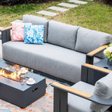 VAREL 4-Piece Sofa Set with ZENITH Fire Pit Table (2 Armchairs + 3-Seater)