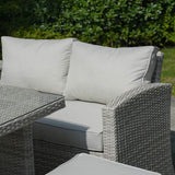 8 Seater Outdoor Rattan Sofa Set with Side Table & Footstools - Garden Furniture Set, Whitewash