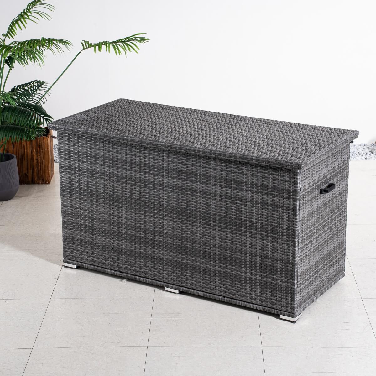 Large Outdoor Wicker Storage Box - Weatherproof Garden & Patio Chest