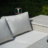 8 Seater Outdoor Rattan Sofa Set with Side Table & Footstools - Garden Furniture Set, Whitewash