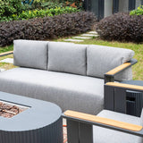 VAREL 4-Piece Sofa Set with LYRIN Fire Pit Table (2 Armchairs + 3-Seater)