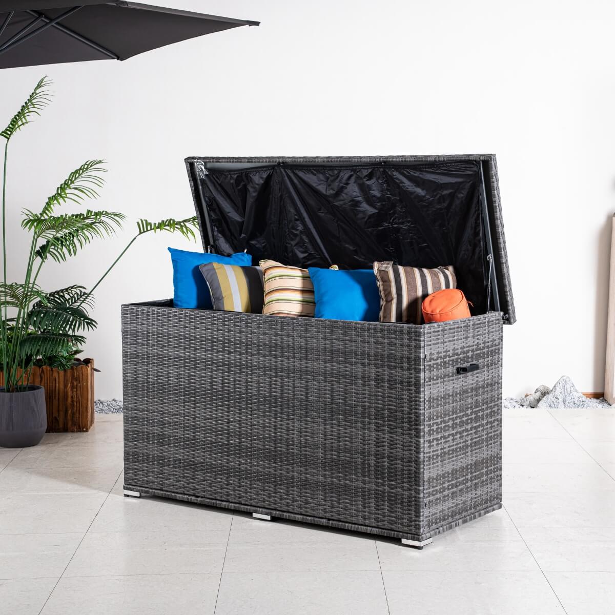 Large Outdoor Wicker Storage Box - Weatherproof Garden & Patio Chest