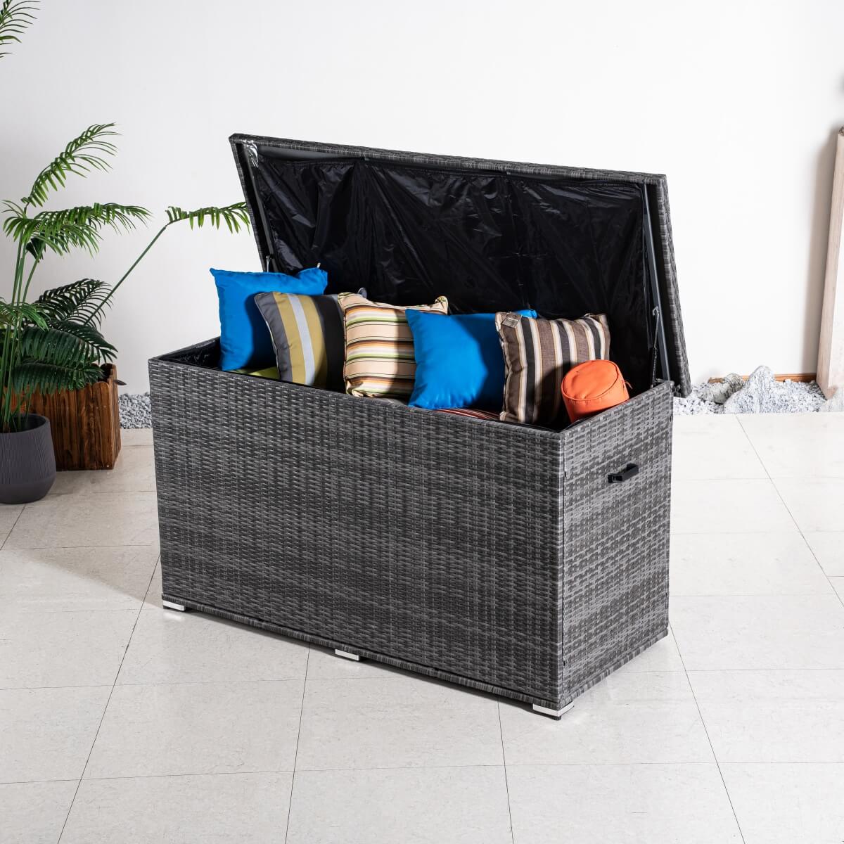Large Outdoor Wicker Storage Box - Weatherproof Garden & Patio Chest
