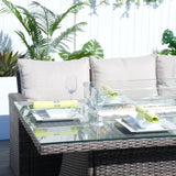 Santiago 6-Pieces Outdoor Conversation Set with Rectangular Firepit Table (PAS-1403B+1106R)