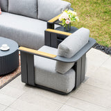 VAREL 4-Piece Sofa Set with LYRIN Fire Pit Table (2 Armchairs + 3-Seater)