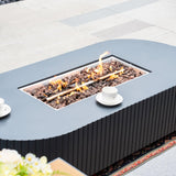 VAREL 4-Piece Sofa Set with LYRIN Fire Pit Table (2 Armchairs + 3-Seater)