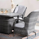 Outdoor Rattan Fire Pit Dining Set with Aluminium Frame — Lift-Top Fire Table & 4 Armchairs