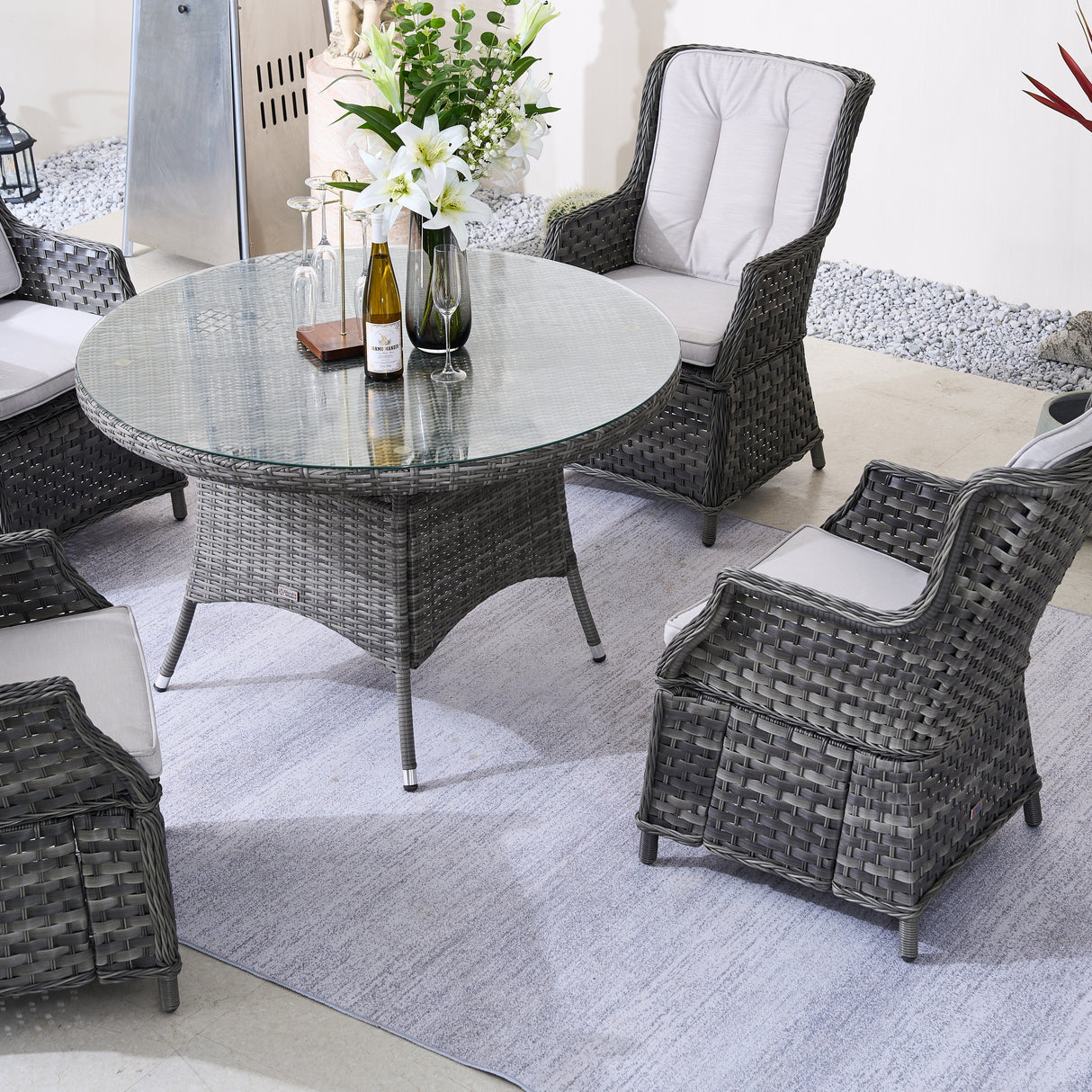 Ravenna 4-Seat Outdoor Dining Set - Round Dining Table (PAD-1709+010)