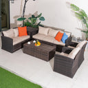 7 Seater Outdoor Garden Lounge Set - Rattan Sofa with Coffee Table and Side Table Featuring Built-In Storage