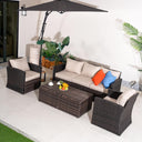 5 Seater Outdoor Garden Lounge Set - Rattan Sofa with Coffee Table Featuring Built-In Storage, Cushions Included
