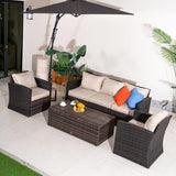 5 Seater Outdoor Garden Lounge Set – Rattan Sofa with Coffee Table Featuring Built-In Storage, Cushions Included