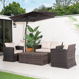 4 Seater Outdoor Rattan Sofa Set – Garden Lounge with Rectangular Coffee Table Featuring Built In Storage