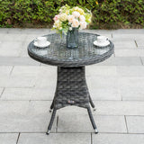 Outdoor Rattan Dining Table - Round Garden Table, Aluminium Frame
