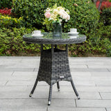 Outdoor Rattan Dining Table - Round Garden Table, Aluminium Frame