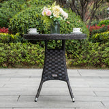 Outdoor Rattan Dining Table - Round Garden Table, Aluminium Frame