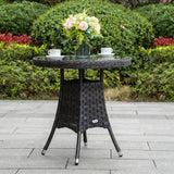 Outdoor Rattan Dining Table - Round Garden Table, Aluminium Frame