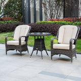 Outdoor Rattan Bistro Set - Round Garden Table and Chairs