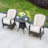 Outdoor Rattan Bistro Set - Round Garden Table and Chairs