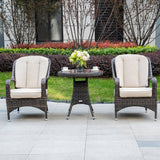 Outdoor Rattan Bistro Set - Round Garden Table and Chairs