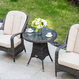 Outdoor Rattan Bistro Set - Round Garden Table and Chairs