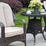 Outdoor Rattan Bistro Set - Round Garden Table and Chairs
