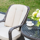 Outdoor Rattan Bistro Set - Round Garden Table and Chairs