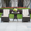 3 Piece Rattan Bistro Set - Round Outdoor Garden Table and Chairs