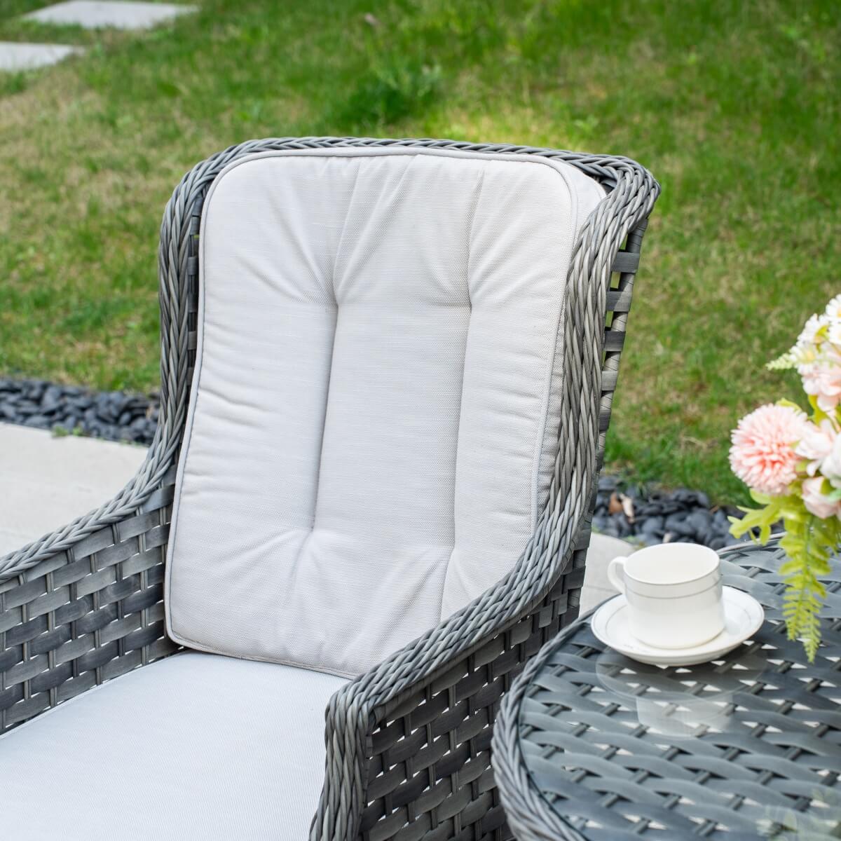 3 Piece Rattan Bistro Set - Round Outdoor Garden Table and Chairs
