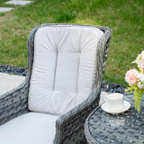 3 Piece Rattan Bistro Set - Round Outdoor Garden Table and Chairs