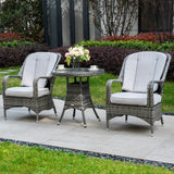 Outdoor Rattan Bistro Set - Round Garden Table and Chairs