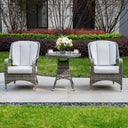 Outdoor Rattan Bistro Set - Round Garden Table and Chairs