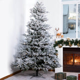 Pre-Lit Flocked Christmas Tree - Artificial Snow-Flocked Christmas Tree with Built-in Lights