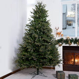 Lush Full Green Artificial Christmas Tree - Realistic Xmas Tree with Pre-Lit LED Lights for Festive Home Decoration, 6ft/7ft/8ft