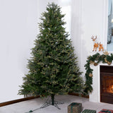 Lush Full Green Artificial Christmas Tree - Realistic Xmas Tree with Pre-Lit LED Lights for Festive Home Decoration, 6ft/7ft/8ft
