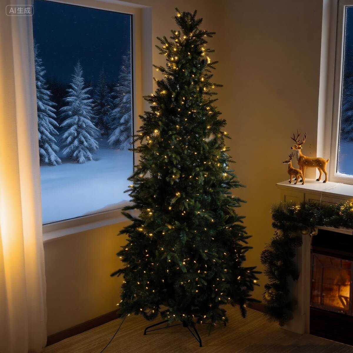 Pre-Lit Artificial Christmas Tree - Realistic Full Green Xmas Tree with LED Lights for Indoor Home Decoration