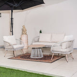 4-Seater Outdoor Sofa Set with Round Coffee Table - Metal Garden Patio Furniture Set