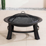 Black Portable Charcoal Fire Pit – Detachable Outdoor BBQ and Fire Bowl