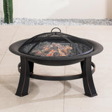 Black Portable Charcoal Fire Pit – Detachable Outdoor BBQ and Fire Bowl