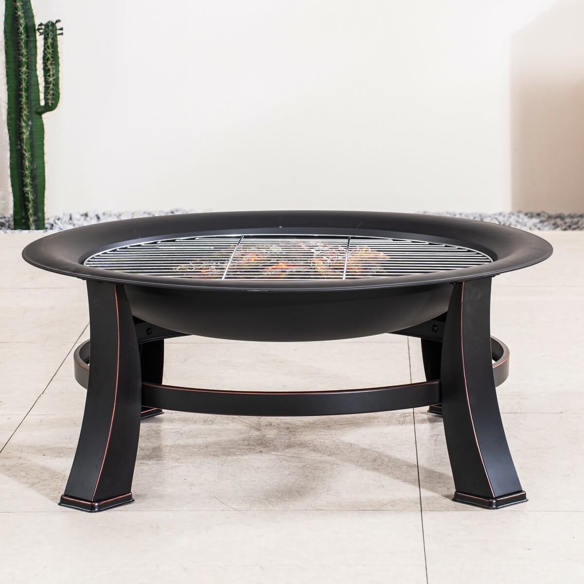 Black Portable Charcoal Fire Pit – Detachable Outdoor BBQ and Fire Bowl